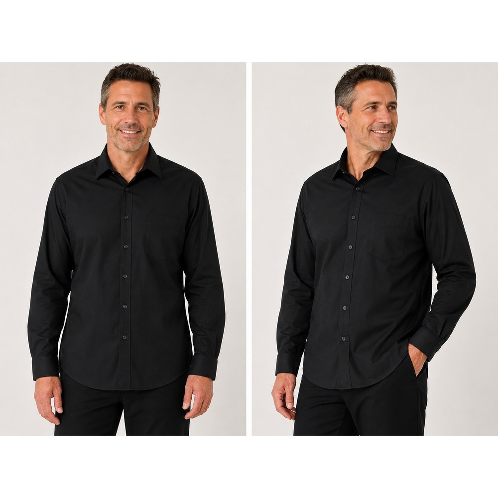 Unlisted Kenneth Cole Mens XXL 18 36-37 Black Modern Fit Dress Shirt Long Sleeve